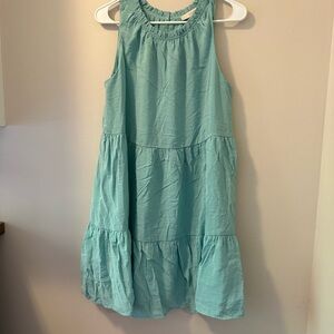 Loft, aqua blue sleeveless babydoll dress